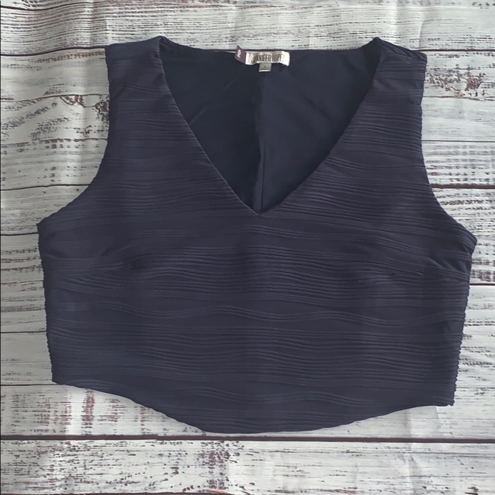 Jennifer Lopez Navy Crop Top